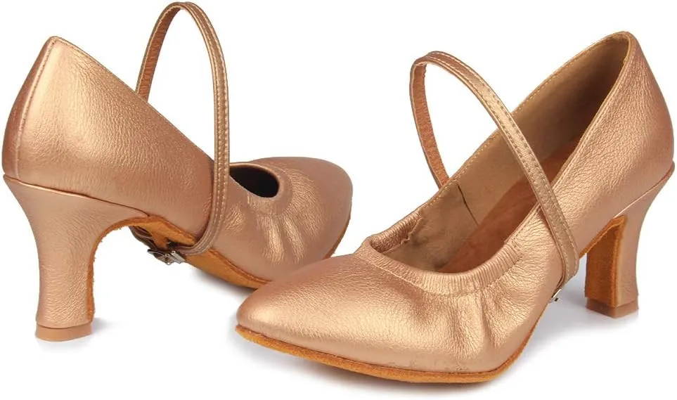 TINRYMX Women Latin Dance Shoes Closed Toe Ballroom Salsa Tango Practice Performance Dancing Shoes, CMJ-5003-7
