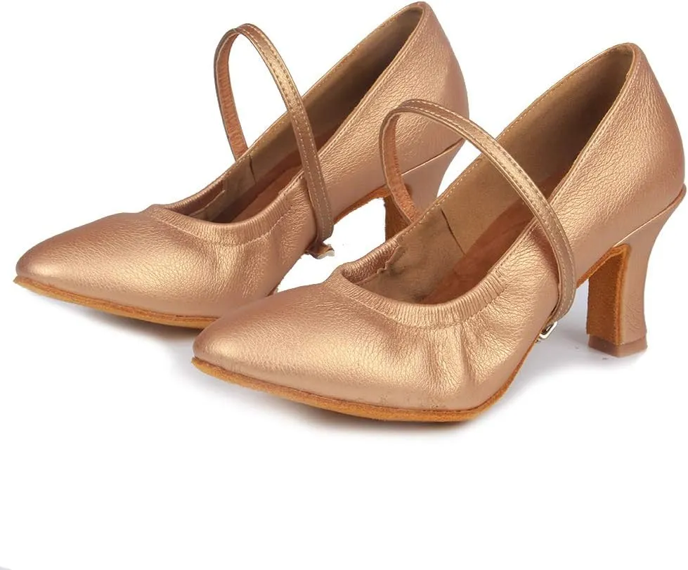 TINRYMX Women Latin Dance Shoes Closed Toe Ballroom Salsa Tango Practice Performance Dancing Shoes, CMJ-5003-7