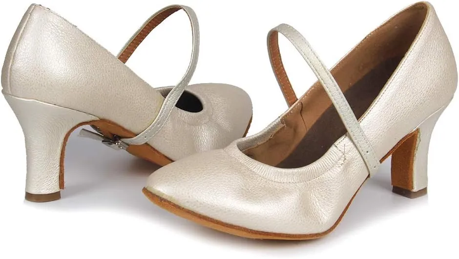 TINRYMX Women Latin Dance Shoes Closed Toe Ballroom Salsa Tango Practice Performance Dancing Shoes, CMJ-5003-7