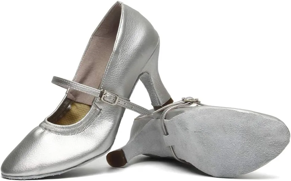 TINRYMX Women Latin Dance Shoes Closed Toe Ballroom Salsa Tango Practice Performance Dancing Shoes, CMJ-5003-7