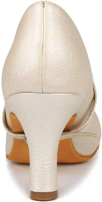 TINRYMX Women Latin Dance Shoes Closed Toe Ballroom Salsa Tango Practice Performance Dancing Shoes, CMJ-5003-7