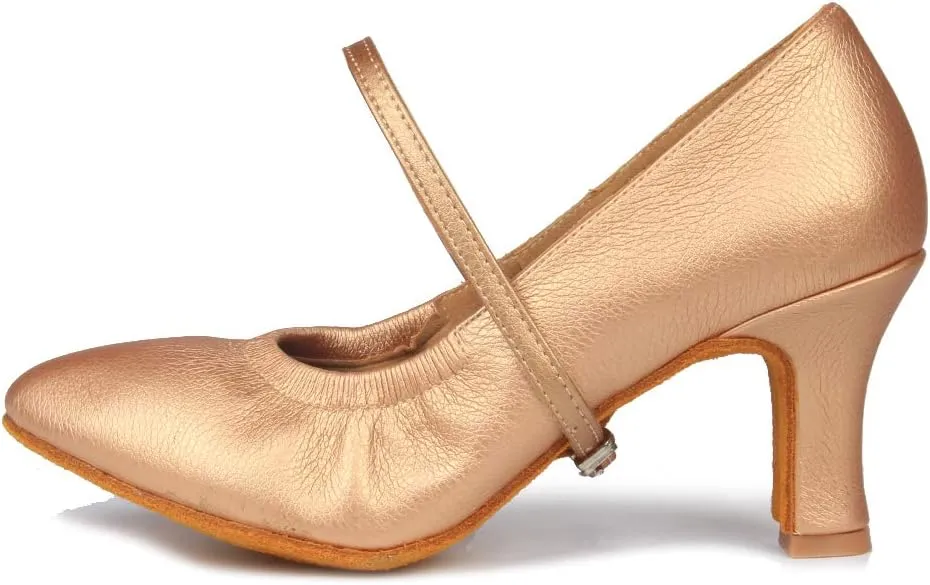 TINRYMX Women Latin Dance Shoes Closed Toe Ballroom Salsa Tango Practice Performance Dancing Shoes, CMJ-5003-7