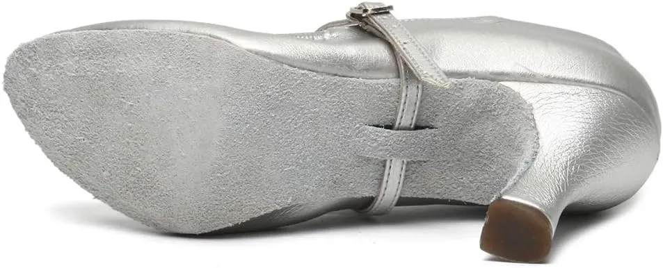 TINRYMX Women Latin Dance Shoes Closed Toe Ballroom Salsa Tango Practice Performance Dancing Shoes, CMJ-5003-7