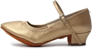 TINRYMX Women's Latin Dance Shoes Closed Toe Ballroom Salsa Tango Low Heel Dance Practice Performance Shoes, CMJ-5003-3.5