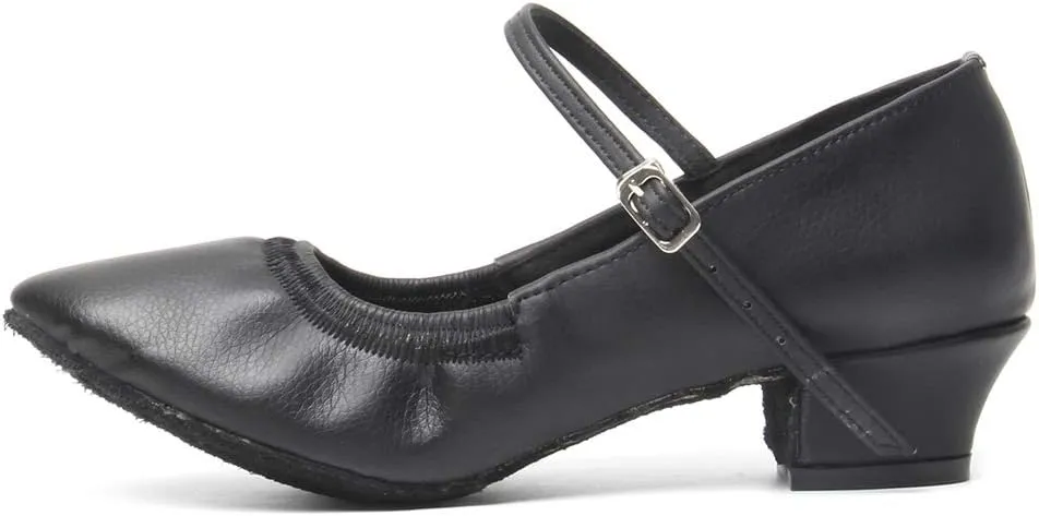 TINRYMX Women's Latin Dance Shoes Closed Toe Ballroom Salsa Tango Low Heel Dance Practice Performance Shoes, CMJ-5003-3.5