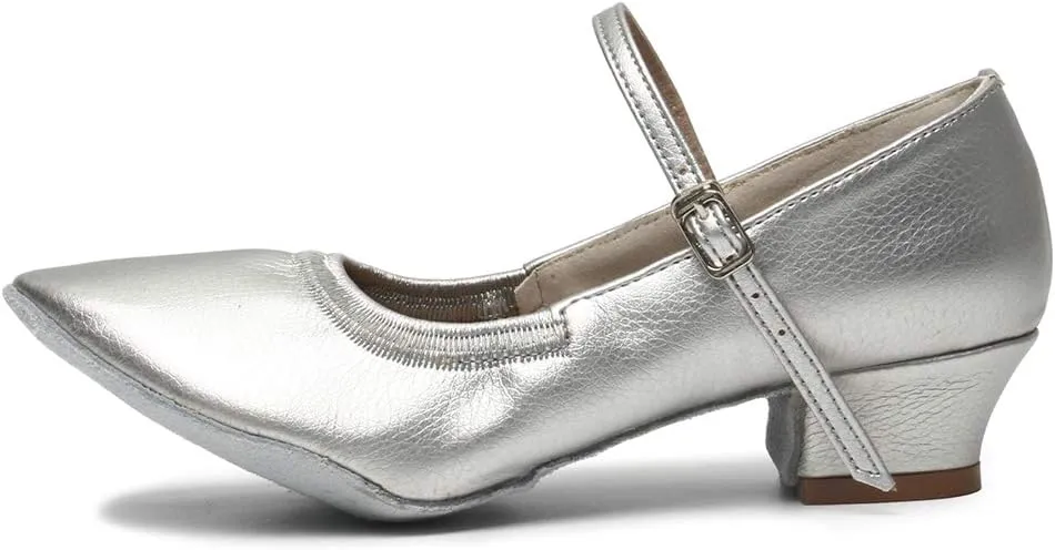 TINRYMX Women's Latin Dance Shoes Closed Toe Ballroom Salsa Tango Low Heel Dance Practice Performance Shoes, CMJ-5003-3.5