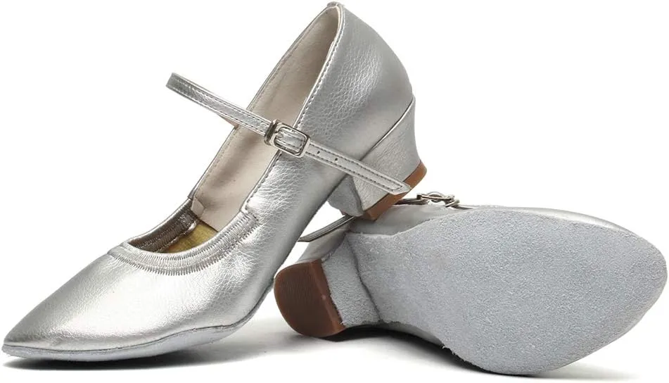 TINRYMX Women's Latin Dance Shoes Closed Toe Ballroom Salsa Tango Low Heel Dance Practice Performance Shoes, CMJ-5003-3.5