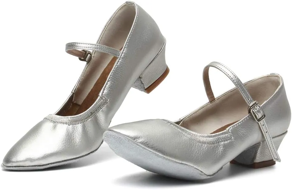 TINRYMX Women's Latin Dance Shoes Closed Toe Ballroom Salsa Tango Low Heel Dance Practice Performance Shoes, CMJ-5003-3.5