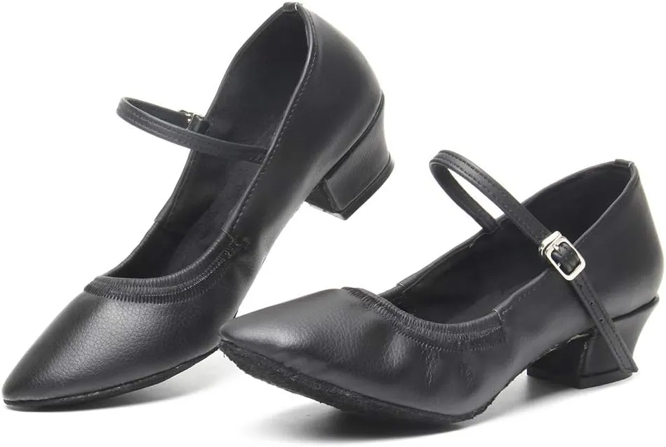 TINRYMX Women's Latin Dance Shoes Closed Toe Ballroom Salsa Tango Low Heel Dance Practice Performance Shoes, CMJ-5003-3.5