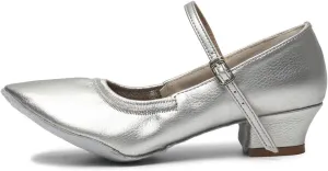 TINRYMX Women's Latin Dance Shoes Closed Toe Ballroom Salsa Tango Low Heel Dance Practice Performance Shoes, CMJ-5003-3.5
