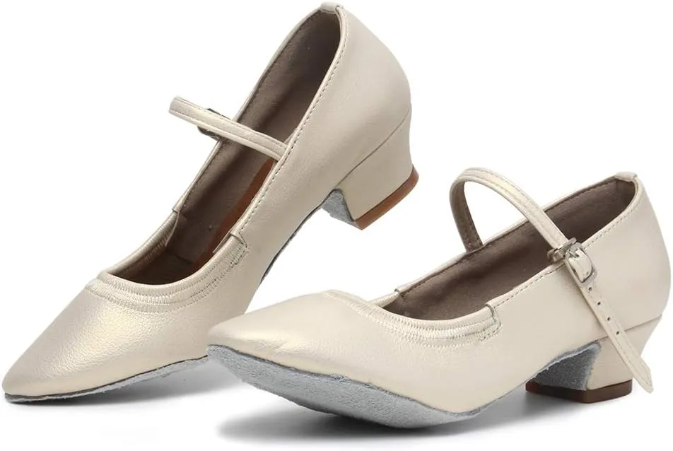 TINRYMX Women's Latin Dance Shoes Closed Toe Ballroom Salsa Tango Low Heel Dance Practice Performance Shoes, CMJ-5003-3.5