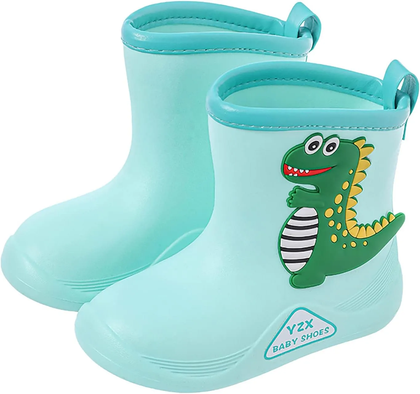 Toddler Dinosaur Rain Boots, Waterproof Rubber Kids Rain Boots for Girls Boys Unisex-Child Outdoor Toddler Furry Boots