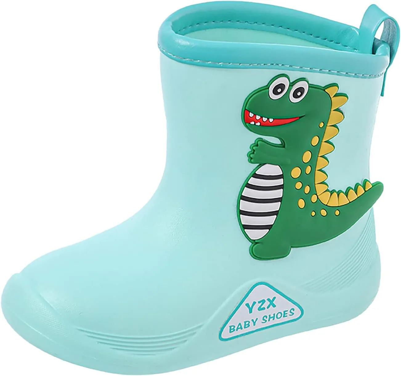 Toddler Dinosaur Rain Boots, Waterproof Rubber Kids Rain Boots for Girls Boys Unisex-Child Outdoor Toddler Furry Boots