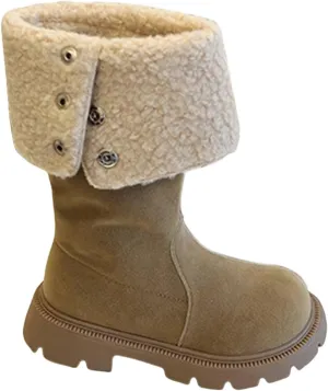 Toddler Girls Winter Boots Kids Fashion Fleece Fr Lined Anti Slip Lightweight Thicken Warm Long Snow Boots