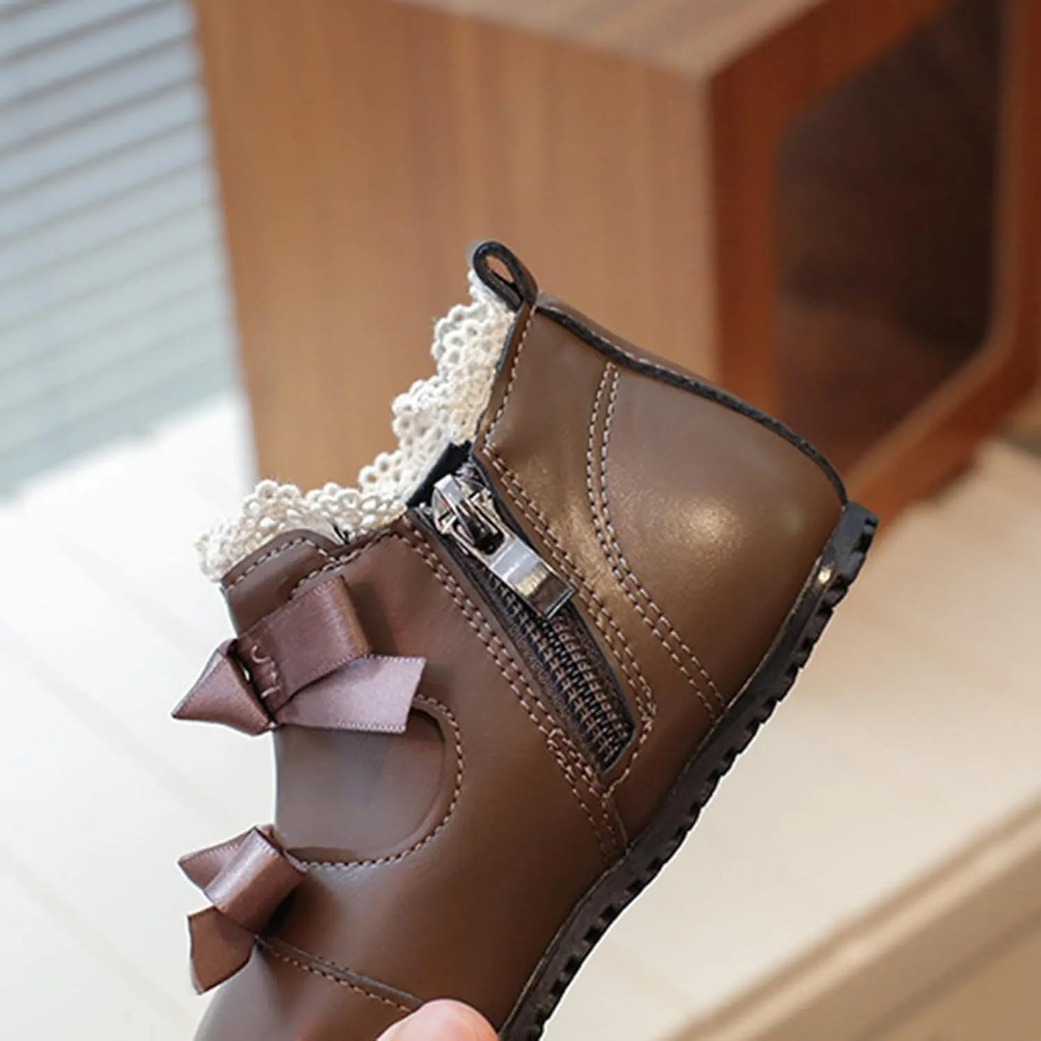 Toddler Little Girls Lace Bowtie Dress Shoes Wedding Pay Mary Jane Ballerina Flat Girls Booties Size 2