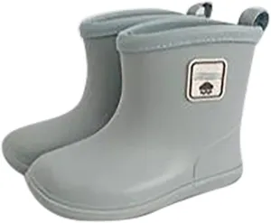 Toddler Rain Boots Baby Short Mud Rubber Boots for Kids Boys Girls Non-Slip Rubber Sole, Cotton Lining,Lightweight