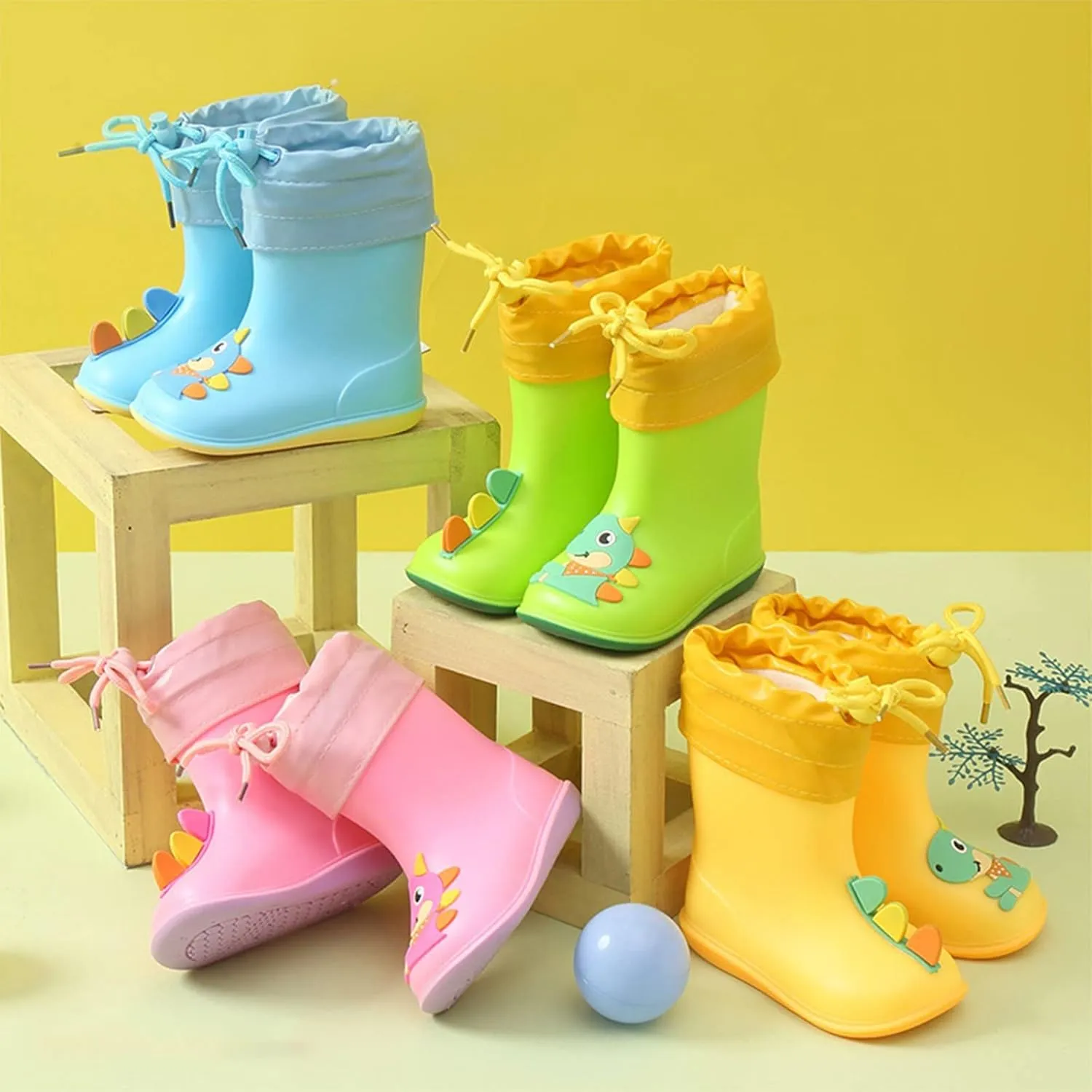 Toddler Rain Boots for Boys & Girls, Waterproof, Lightweight, Flexible Rubber Toddler Rain Boots Size 7