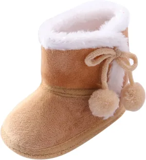 Toddler Side Front Booties Kids Girls Boys Snow Short Boots Baby Infant Newborn Fuzzy Lined Slip On Flat Shoes