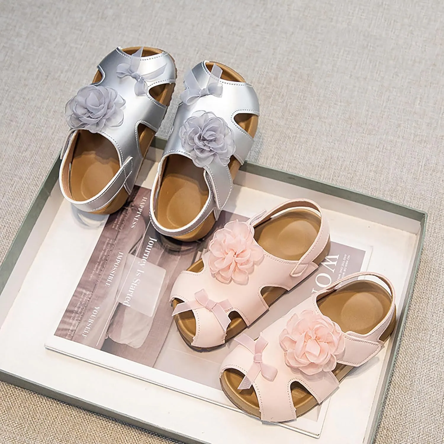 Unisex Kids Summer Sandals Girls Shoes Comfortable Soft Sole Sandals Fashionable Flower Open Toe Beach