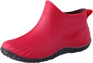 Waterproof Rain Boots Women Mens Grounded Footwear Ruffle Ankle Booties Slip On Barefoot Shoes Mid Calf Rain Boots for Women,Waterproof Garden Knee High Boots