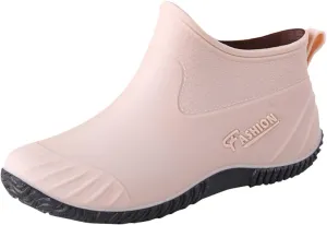 Waterproof Rain Boots Women Mens Grounded Footwear Ruffle Ankle Booties Slip On Barefoot Shoes Mid Calf Rain Boots for Women,Waterproof Garden Knee High Boots