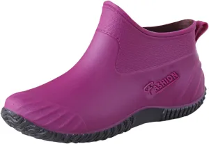 Waterproof Rain Boots Women Mens Grounded Footwear Ruffle Ankle Booties Slip On Barefoot Shoes Mid Calf Rain Boots for Women,Waterproof Garden Knee High Boots