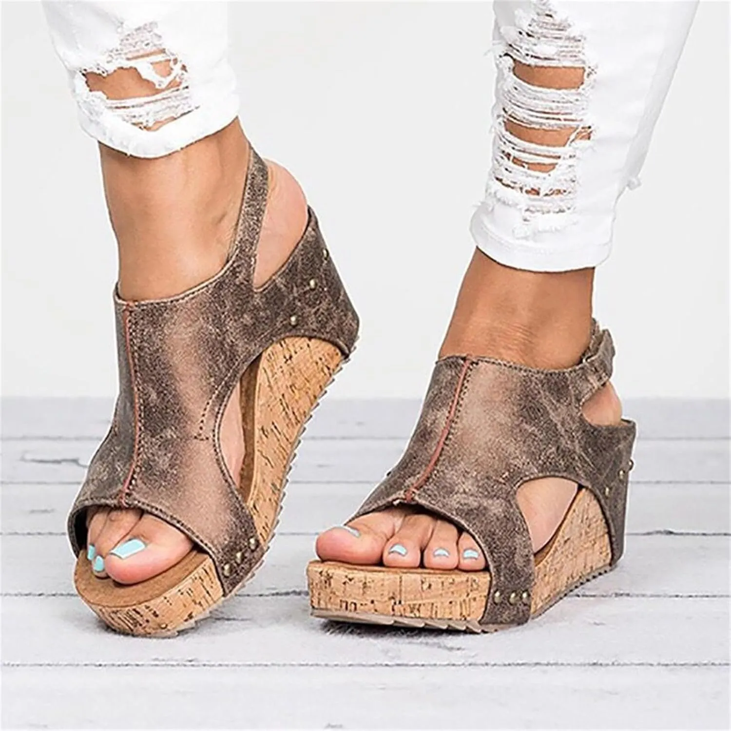 Wedge Sandals For Women Comfortable Dressy Platform Sandals Open Toe Ankle Strap Casual Summer Slip on Dress Shoes 2024