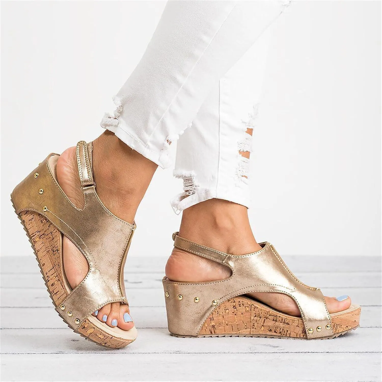 Wedge Sandals For Women Comfortable Dressy Platform Sandals Open Toe Ankle Strap Casual Summer Slip on Dress Shoes 2024