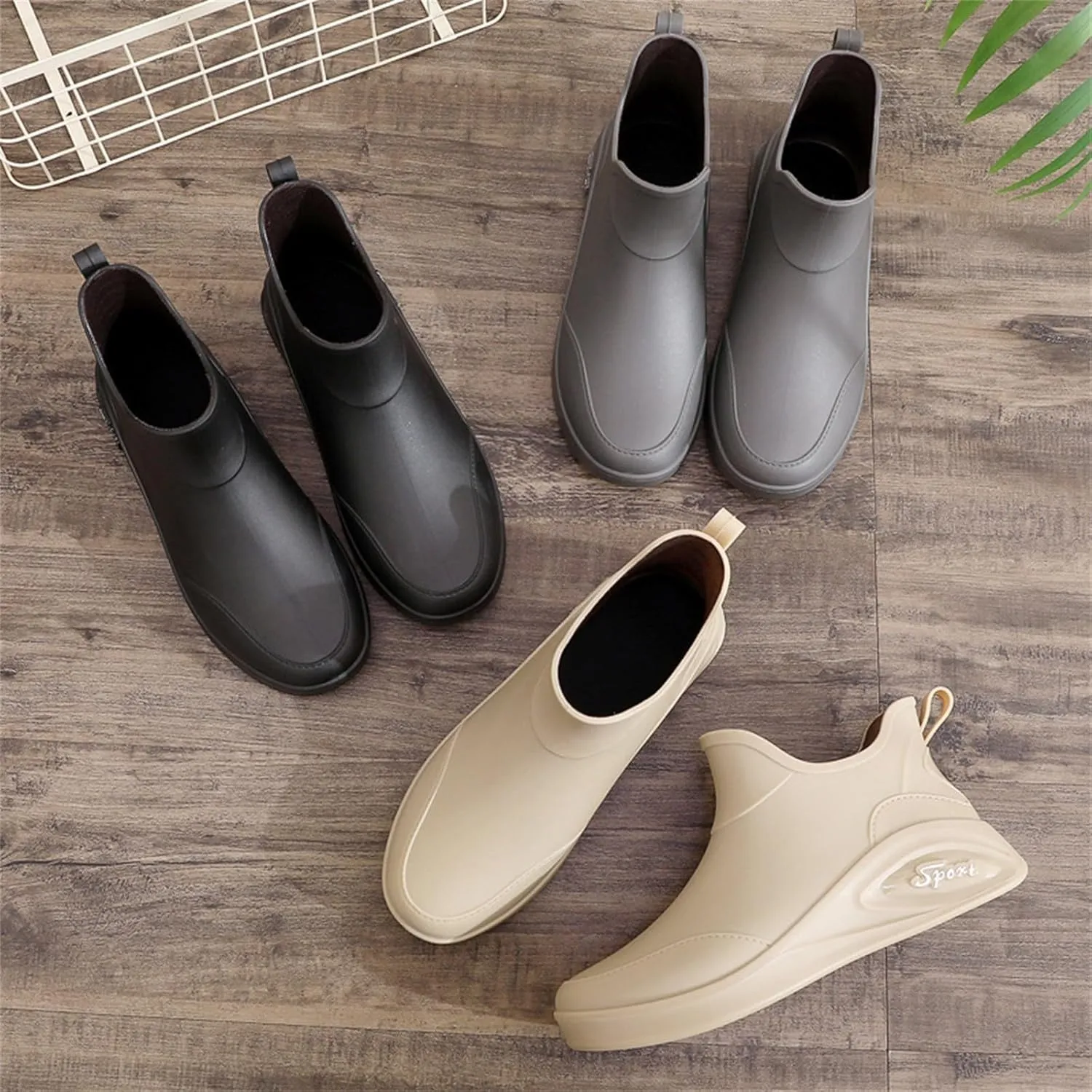 Women's Ankle Rain Boots Waterproof Chelsea Rubber Rain Boots Women Short Garden Anti Slip Outdoor Work Shoes