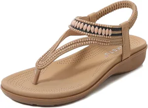 Womens Arch Support Sandals Orthotic Stretch Thong Comfortable Soft Cushion Summer T Strap Beach Lightweight Fashion Sandals