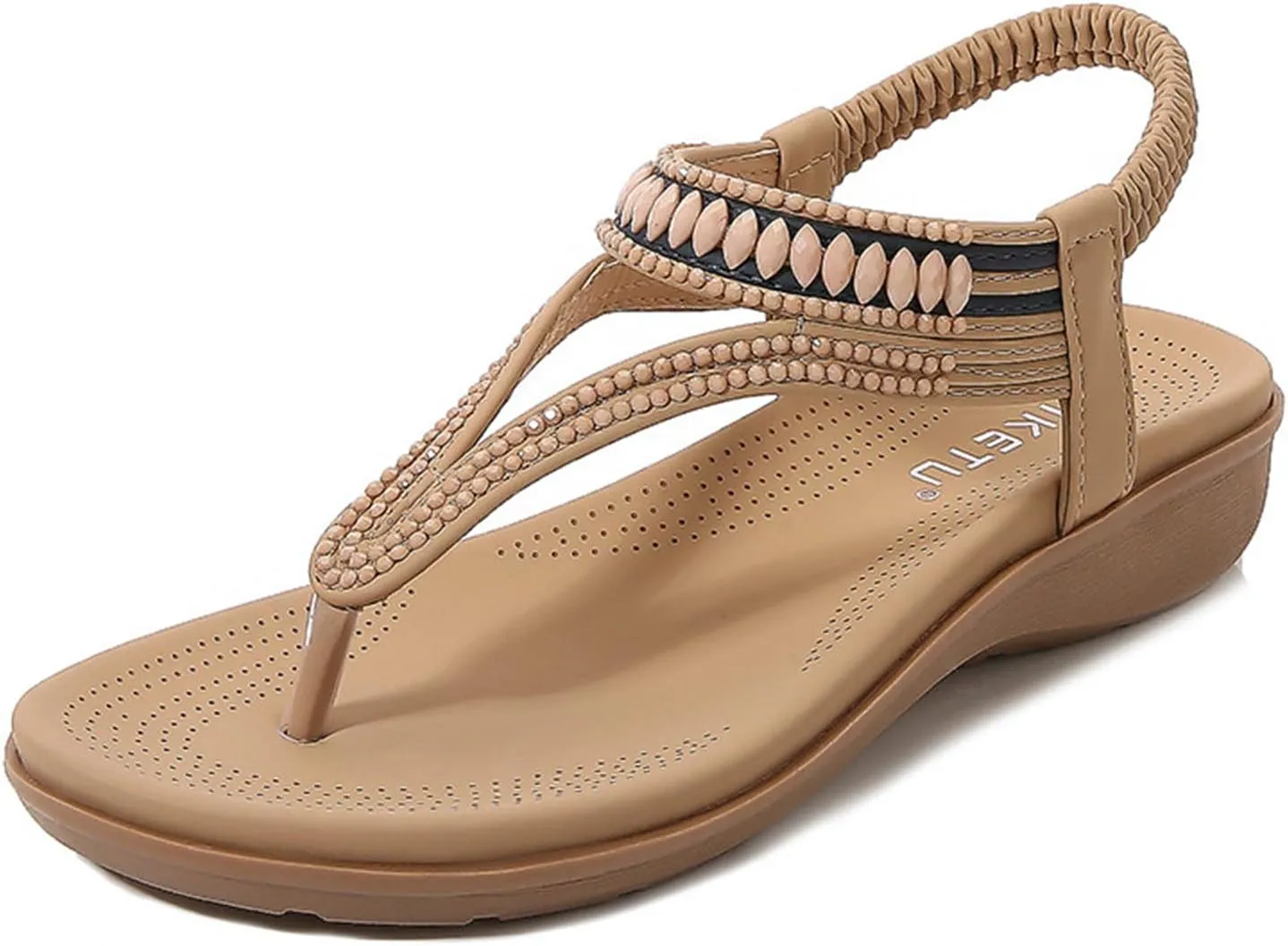 Womens Arch Support Sandals Orthotic Stretch Thong Comfortable Soft Cushion Summer T Strap Beach Lightweight Fashion Sandals