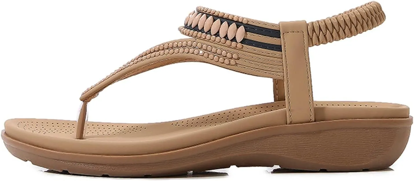 Womens Arch Support Sandals Orthotic Stretch Thong Comfortable Soft Cushion Summer T Strap Beach Lightweight Fashion Sandals