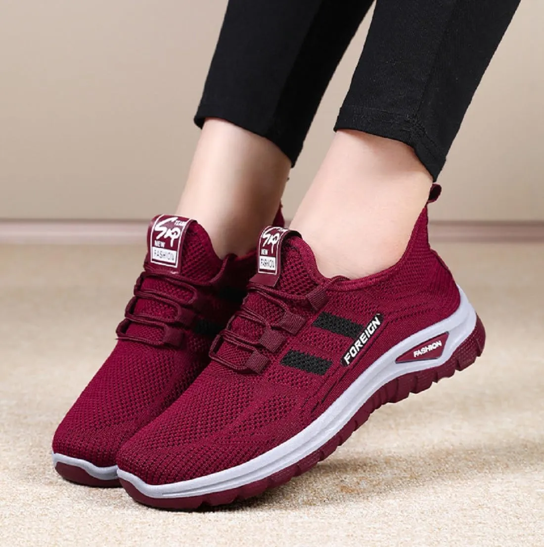Women's Breathable Mesh Running Shoes, Lightweight, Non-Slip, Cushioned, Supportive for Workout and Casual Wear