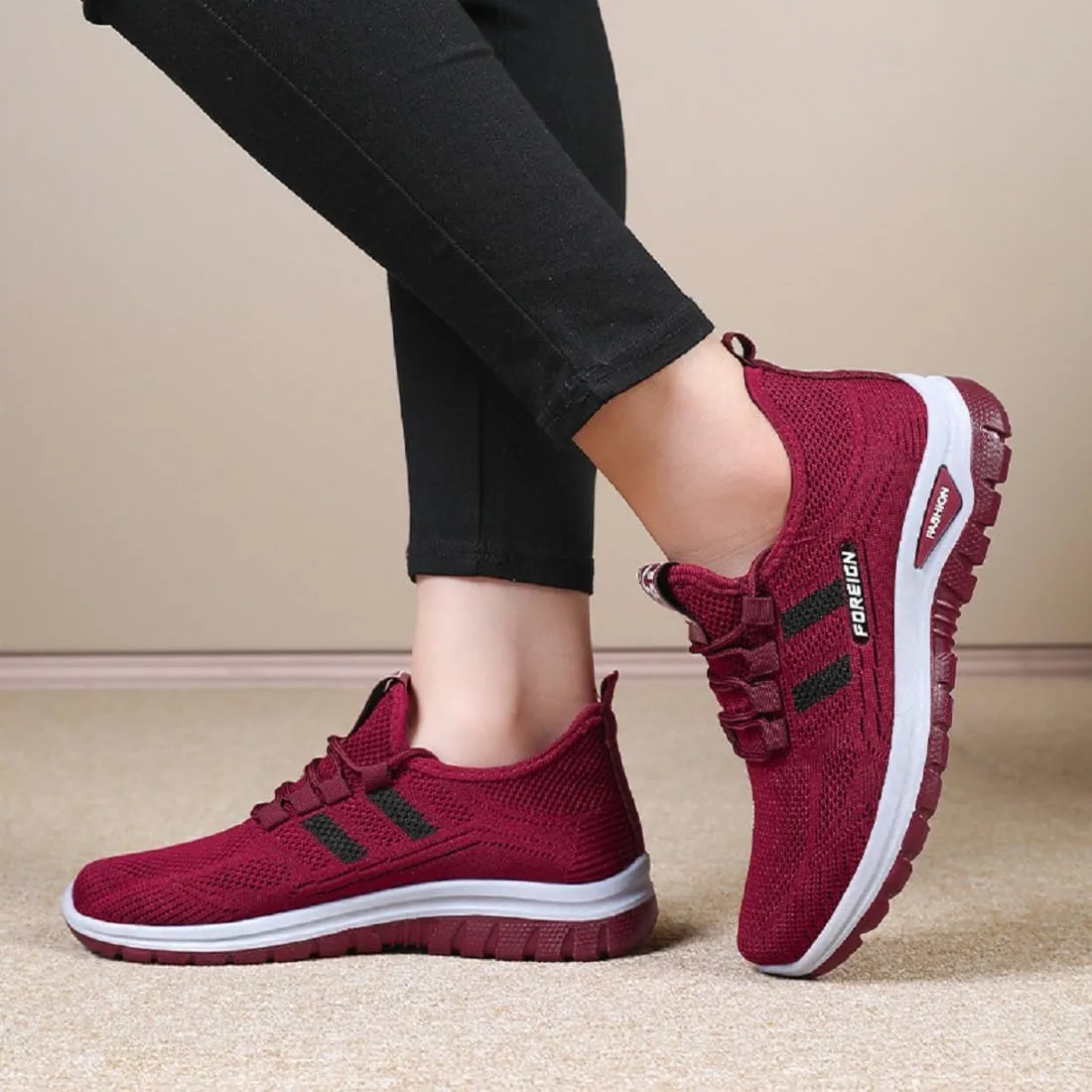 Women's Breathable Mesh Running Shoes, Lightweight, Non-Slip, Cushioned, Supportive for Workout and Casual Wear