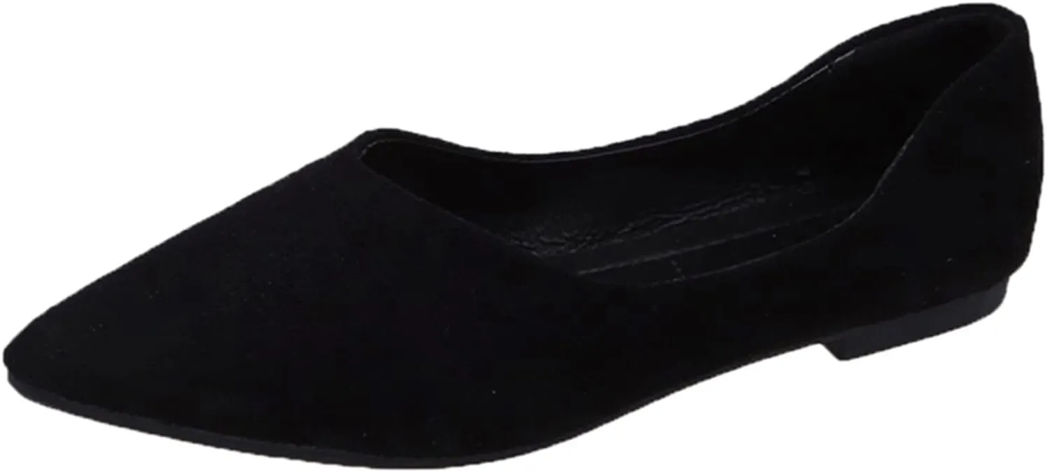 Women's Dress Flat Ballet Low Wedge Ladies Summer Fashion Solid Colour Simple Pointed Women's Ballet Flat Comfortable