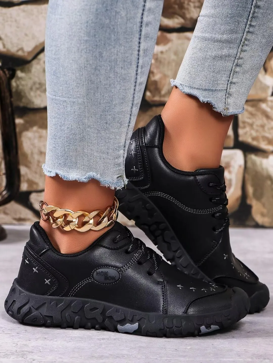 Women's Fashion Sneakers Shoes Non-Slip Rubber Casual Shoes Leather Comfort Shoes for Women