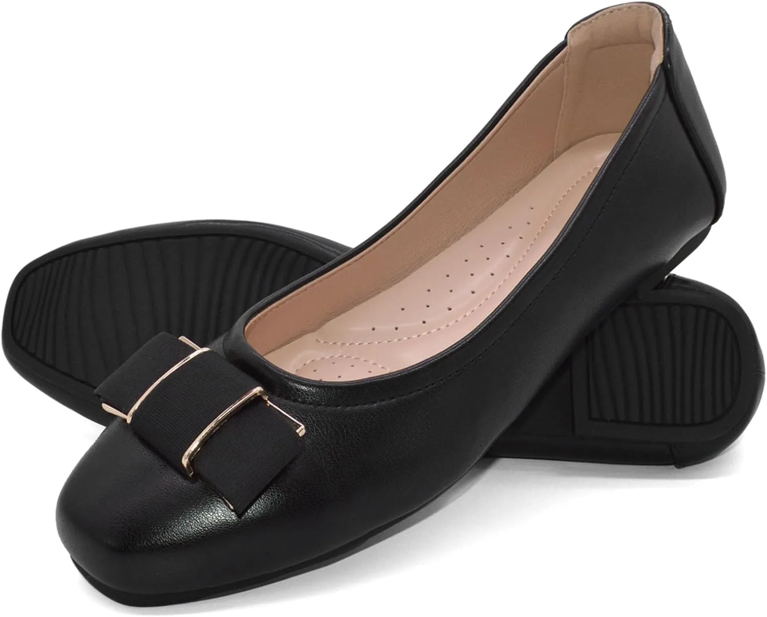 Women's Flat Bow Slip on Memory Foam Comfortable Walking Office Wear to Work Dress Shoes for Women