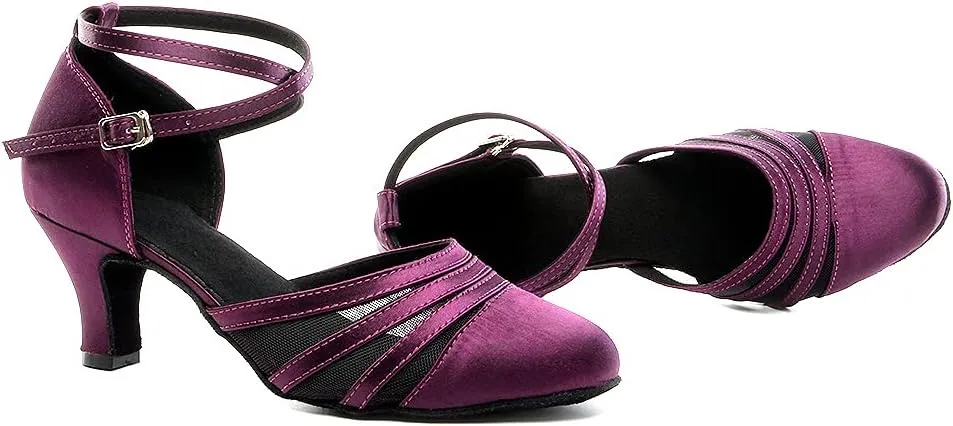 Women's Latin Dance Shoes Closed Toe Ballroom Performance Standard Dance Heels 2.33 inch Heel Height,Model L189