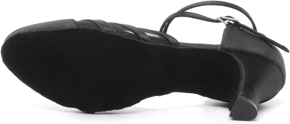 Women's Latin Dance Shoes Closed Toe Ballroom Performance Standard Dance Heels 2.33 inch Heel Height,Model L189