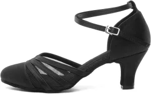 Women's Latin Dance Shoes Closed Toe Ballroom Performance Standard Dance Heels 2.33 inch Heel Height,Model L189