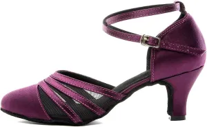 Women's Latin Dance Shoes Closed Toe Ballroom Performance Standard Dance Heels 2.33 inch Heel Height,Model L189