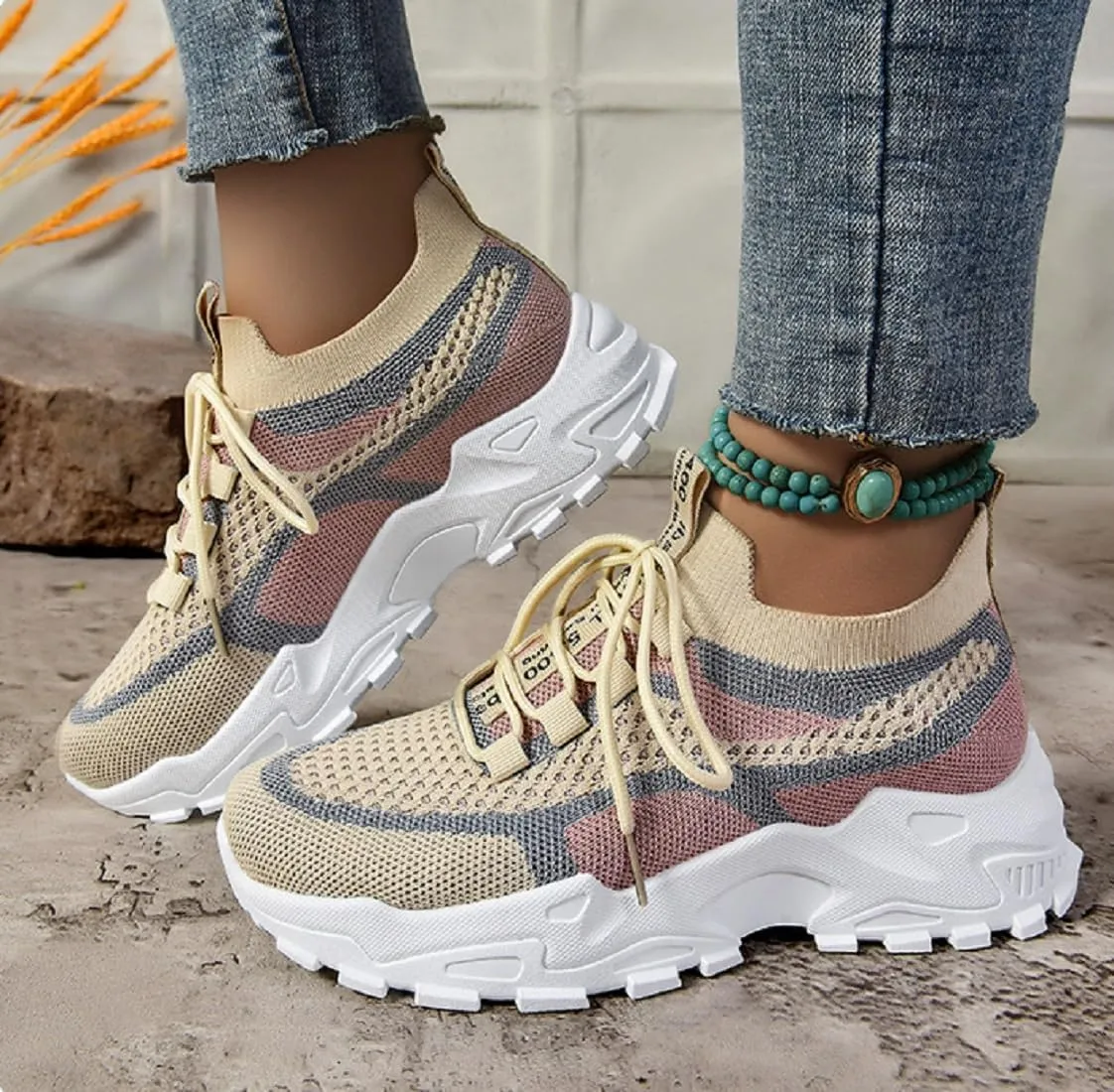 Women's Lightweight Breathable Mesh Running Shoes with Non-Slip, Cushioned, Supportive Features for Gym and Workout