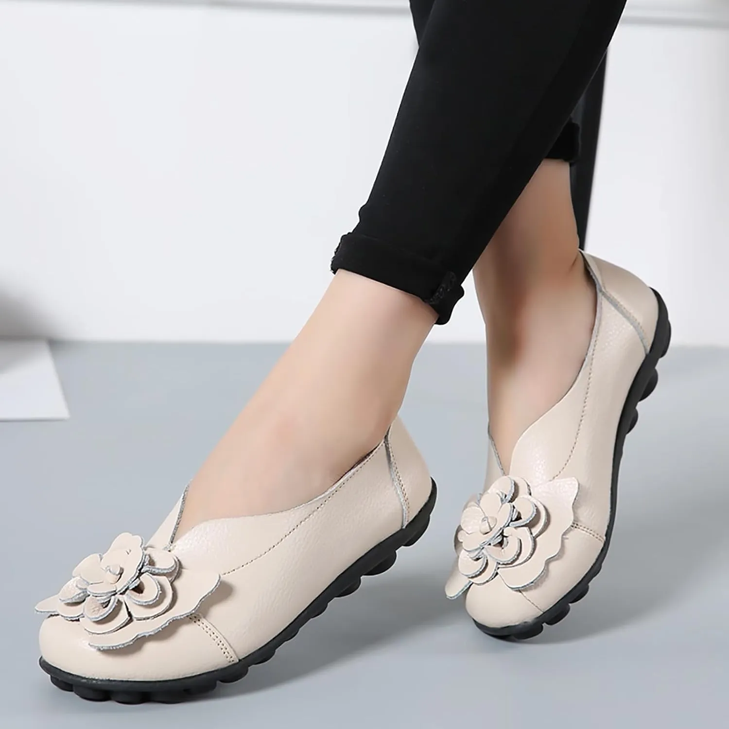 Womens Orthopedic Loafers Summer Comfortable Closed Toe Low Heel Flat Wide Width Flats Breathable Casual Outdoor Shoes Work Dressy Shoe Shopping Standing Shoes