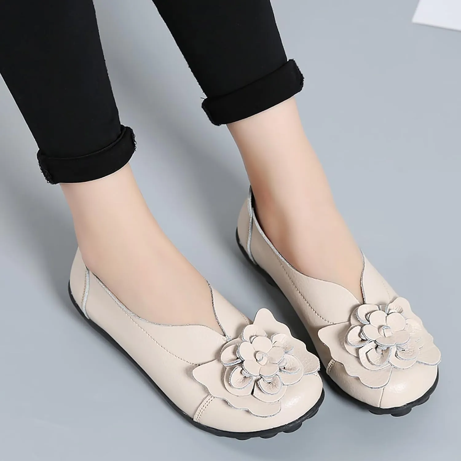 Womens Orthopedic Loafers Summer Comfortable Closed Toe Low Heel Flat Wide Width Flats Breathable Casual Outdoor Shoes Work Dressy Shoe Shopping Standing Shoes
