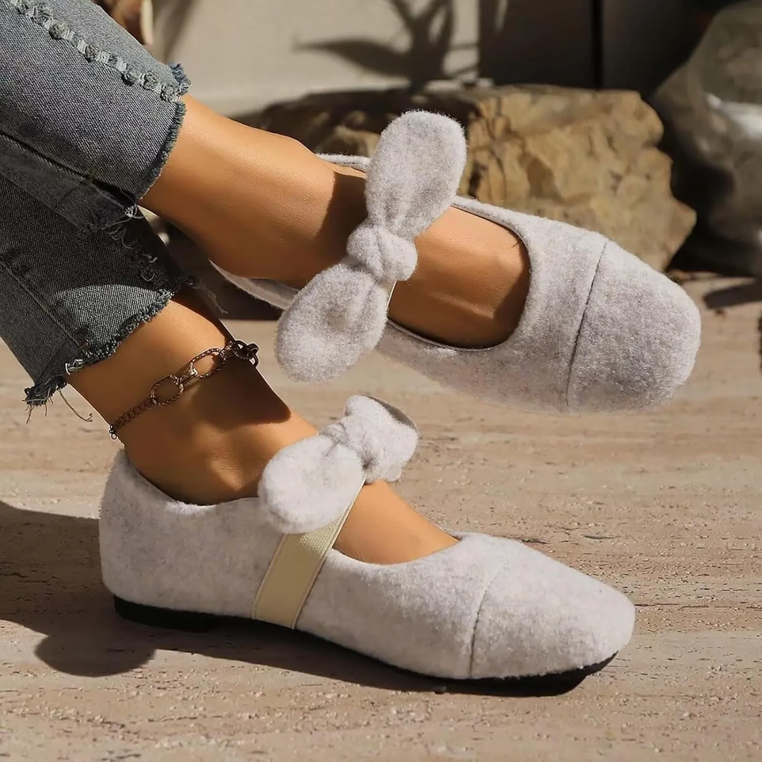 Women's Round Toe Ballet Flats Comfortable Bow Dressy Flats Shoes for Women