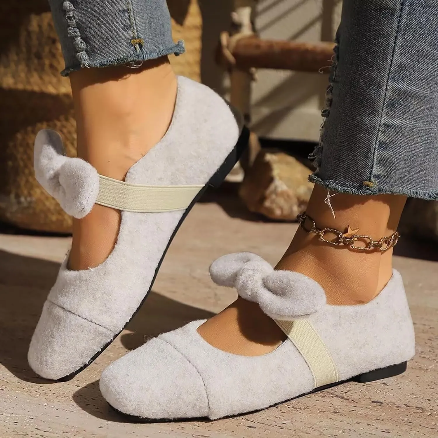 Women's Round Toe Ballet Flats Comfortable Bow Dressy Flats Shoes for Women