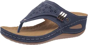 Womens Sandals 2025 Orthopedic Wide Width Slip-On Dressy Comfortable Summer Shoes Wedge Flip Flops Blue Spring