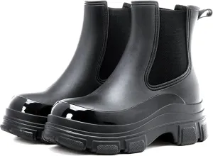 Women's Short Rain Boots Waterproof Garden Shoes Rubber Chelsea Boots Anti-Slipping Rainboots for Ladies with Comfort Insole Lightweight Stylish Ankle Rain Shoes Outdoor Work Booties