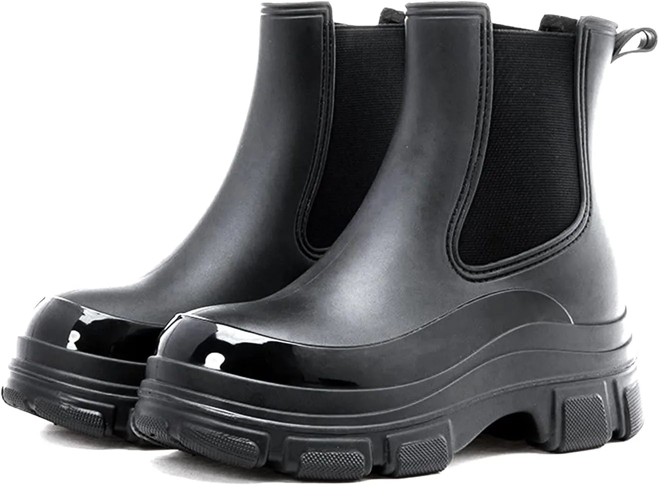 Women's Short Rain Boots Waterproof Garden Shoes Rubber Chelsea Boots Anti-Slipping Rainboots for Ladies with Comfort Insole Lightweight Stylish Ankle Rain Shoes Outdoor Work Booties