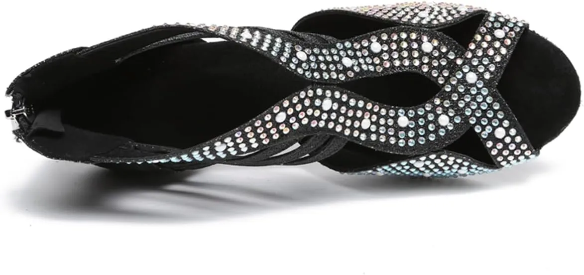 Women's Stylish Open Toe Latin Dance Boots Ballroom Tango Party Wedding Performance Practice Dance Shoes